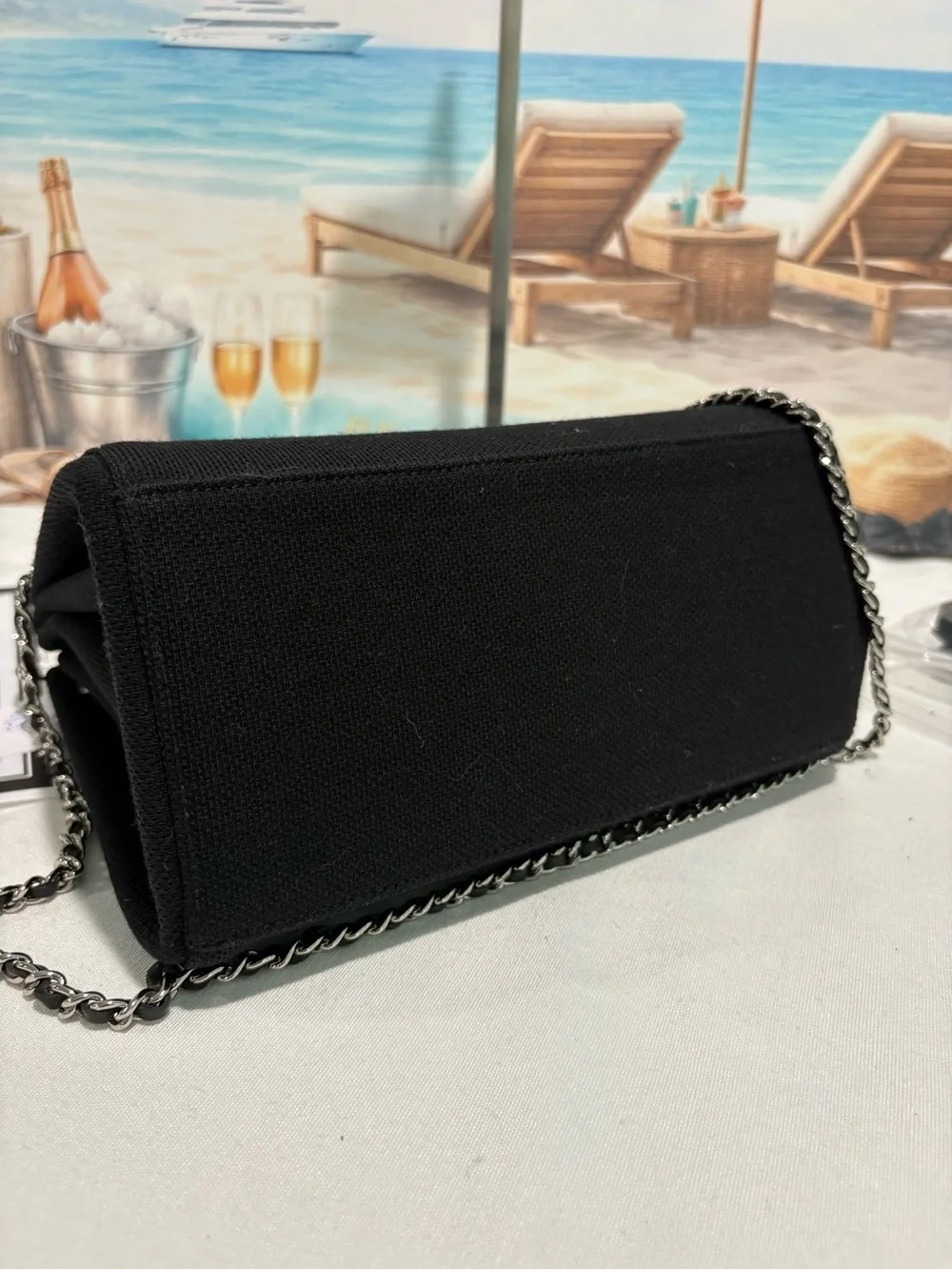 Authentic Chanel black Accordion Shoulder Bag w box duster and certificate